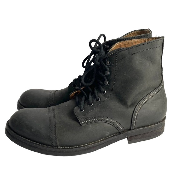 Hawkins Combat Boots Black Leather Lace Up Shoes Outdoor Military Mens 41 US 8 - Picture 1 of 14